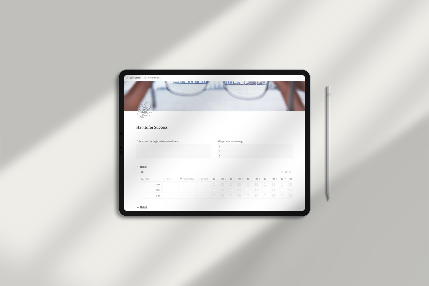 Goal Setting Notion Template by Chasing Dewdrops