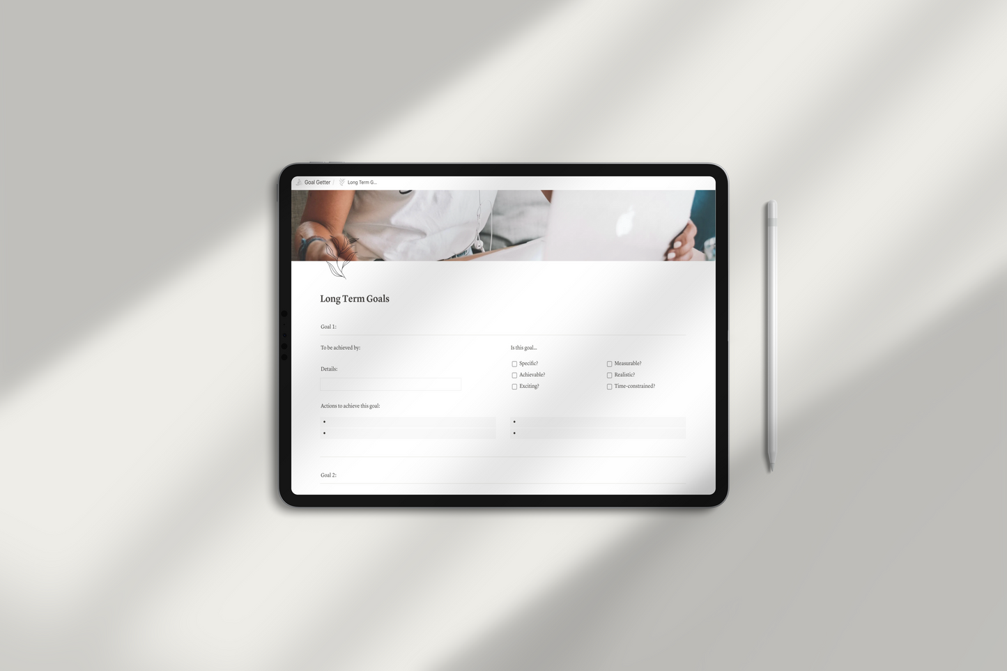 Goal Setting Notion Template by Chasing Dewdrops