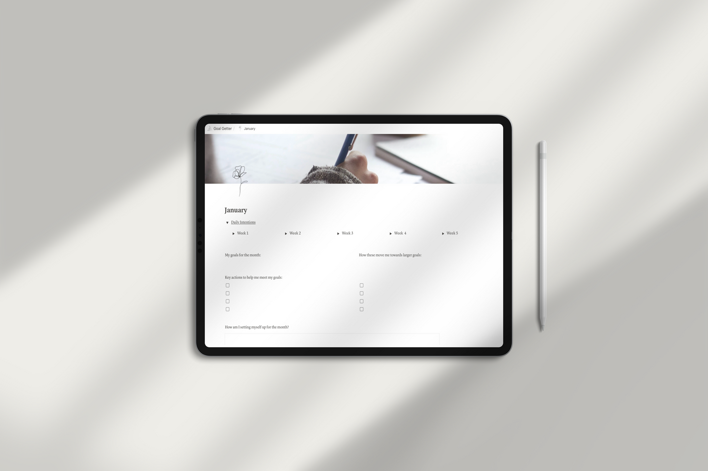 Goal Setting Notion Template by Chasing Dewdrops