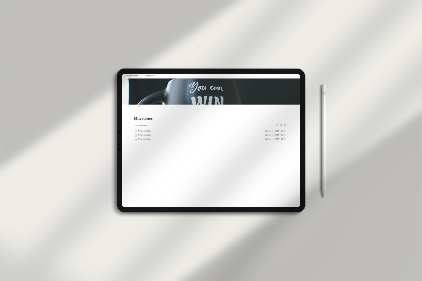 Goal Setting Notion Template by Chasing Dewdrops