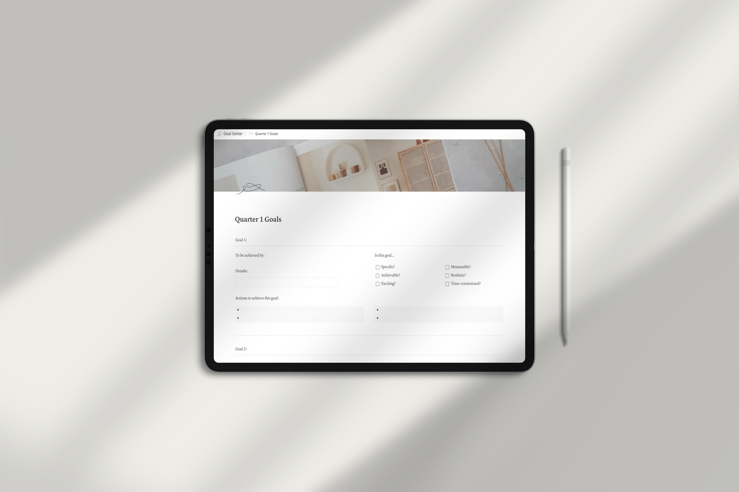 Goal Setting Notion Template by Chasing Dewdrops