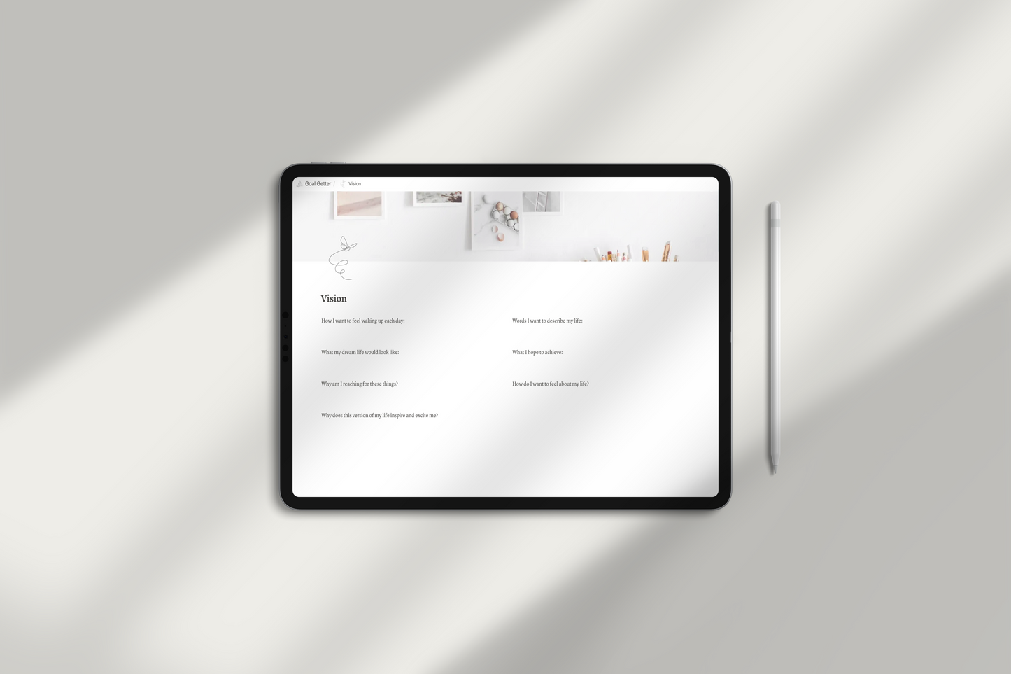 Goal Setting Notion Template by Chasing Dewdrops
