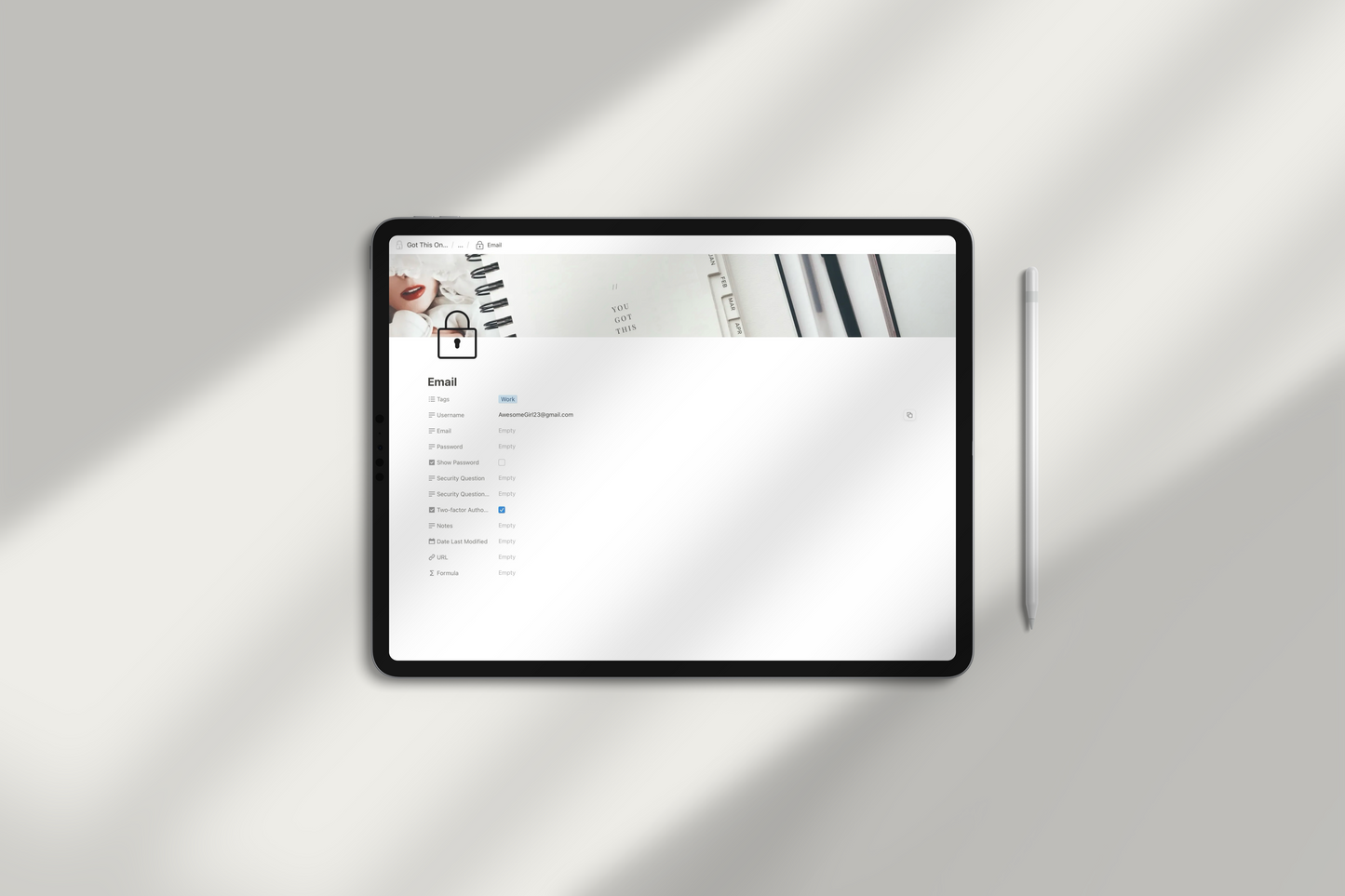 Password Tracker Notion Template by Chasing Dewdrops