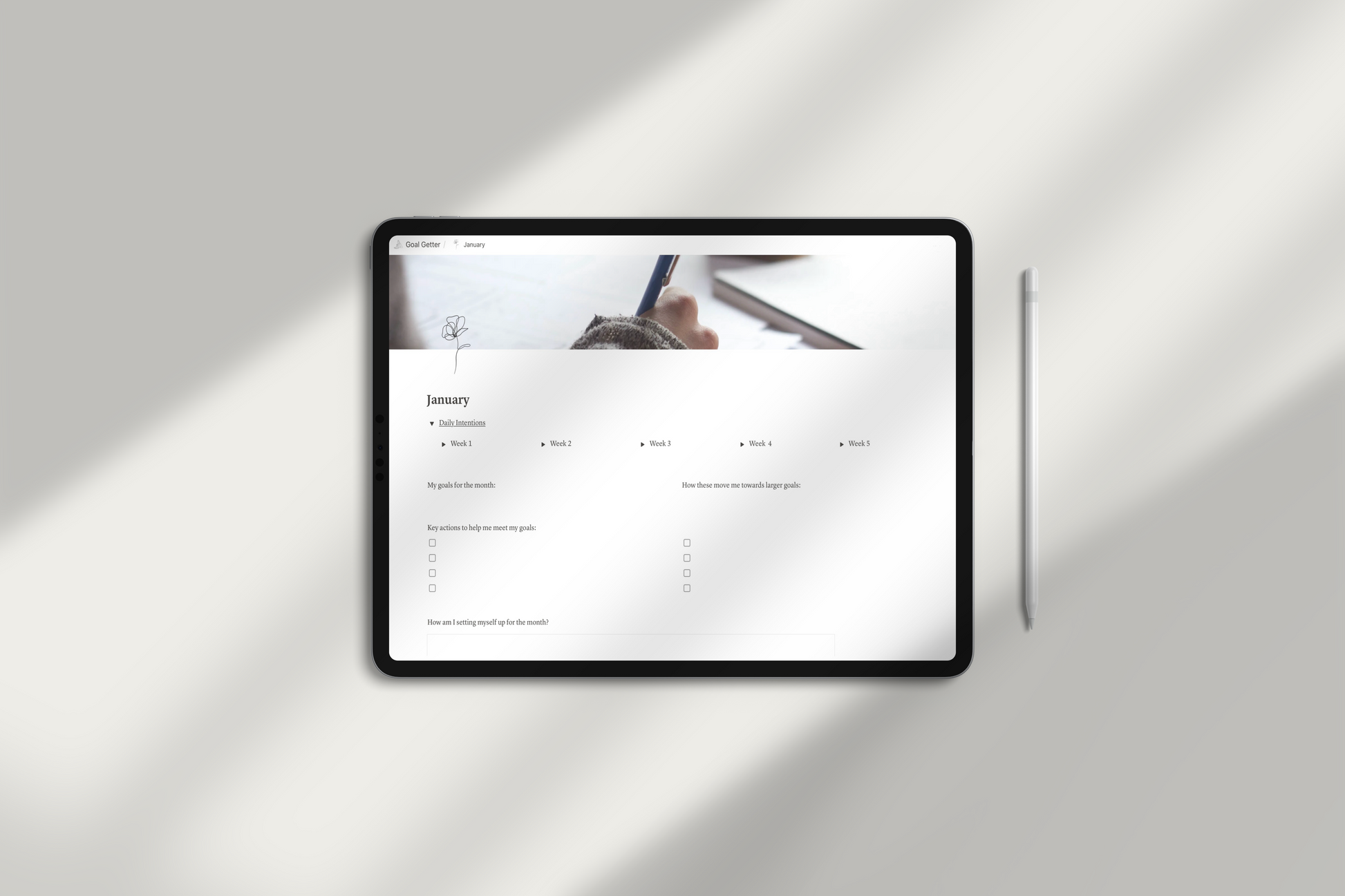 Goal Setting Notion Template by Chasing Dewdrops