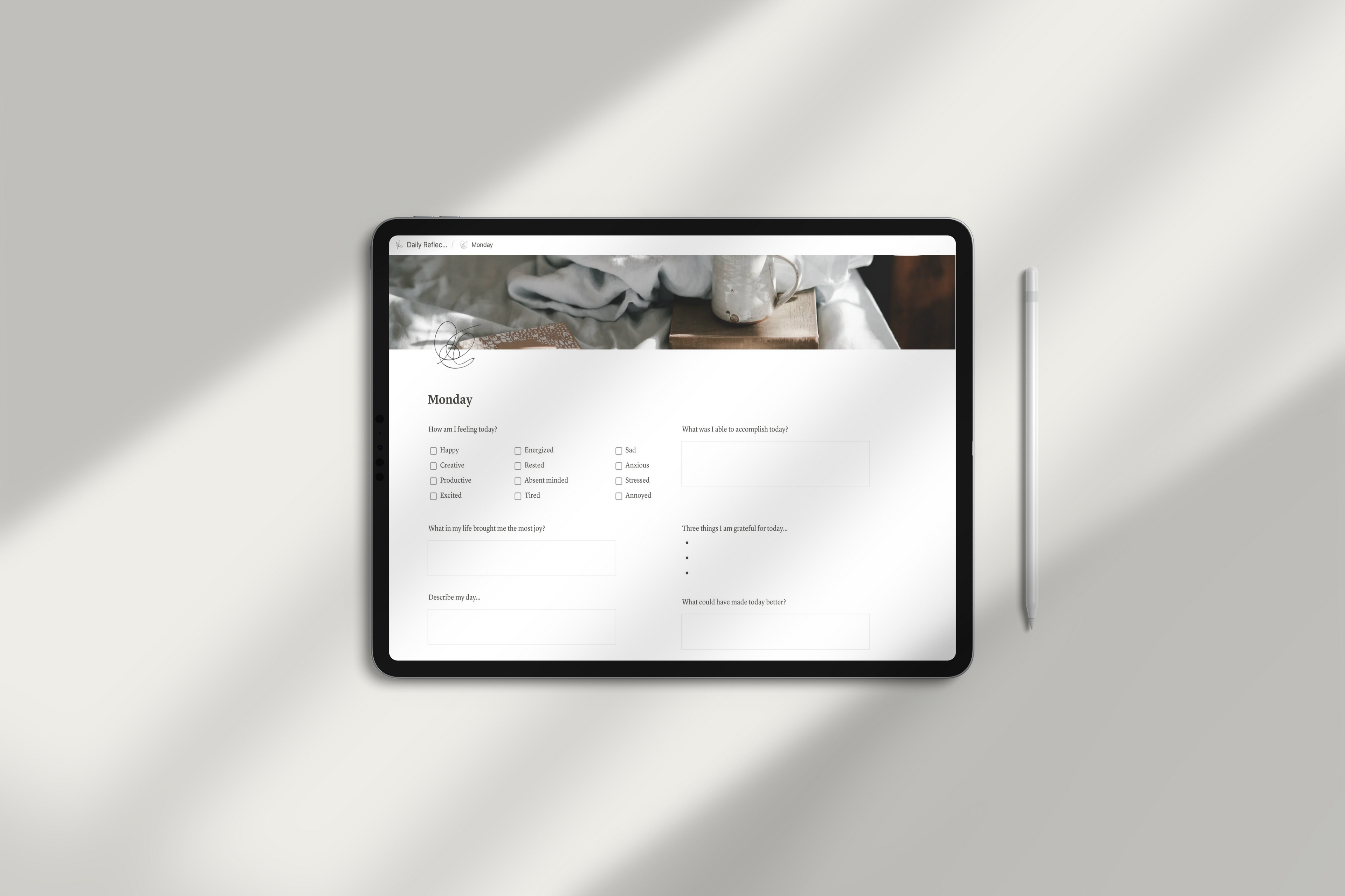 Daily Reflection Notion Template by Chasing Dewdrops