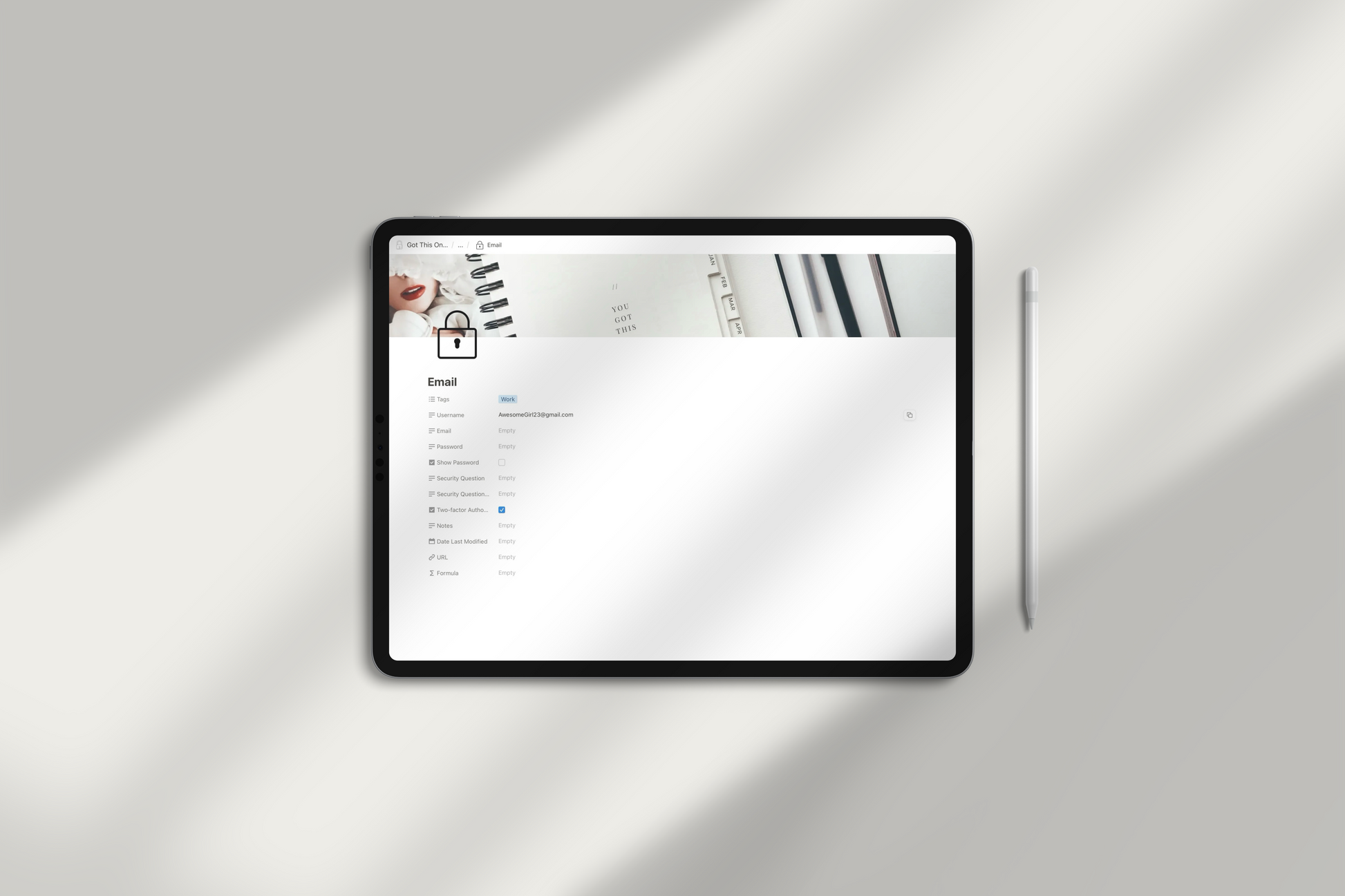 Password Tracker Notion Template by Chasing Dewdrops